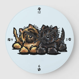 Zwei Steinhaufen-Terrier Große Wanduhr