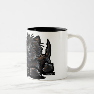 Zwei Steinhaufen-Terrier Zweifarbige Tasse