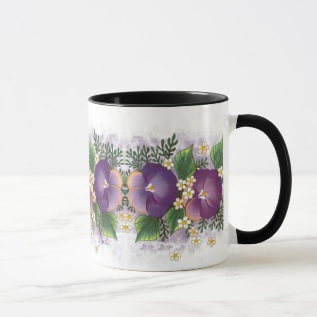 Zwei Stiefmütterchen…, das an Sie denkt! Tasse (Rechts)