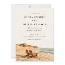 Zwei Strandstühle Golden Hour Aquarell-Hochzeit 