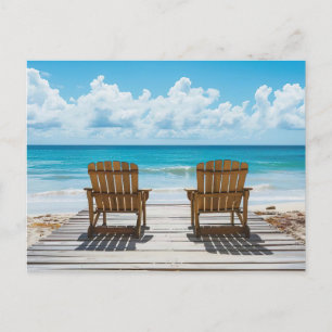 Zwei Strandstühle mit Blick aufs Meer Postkarte