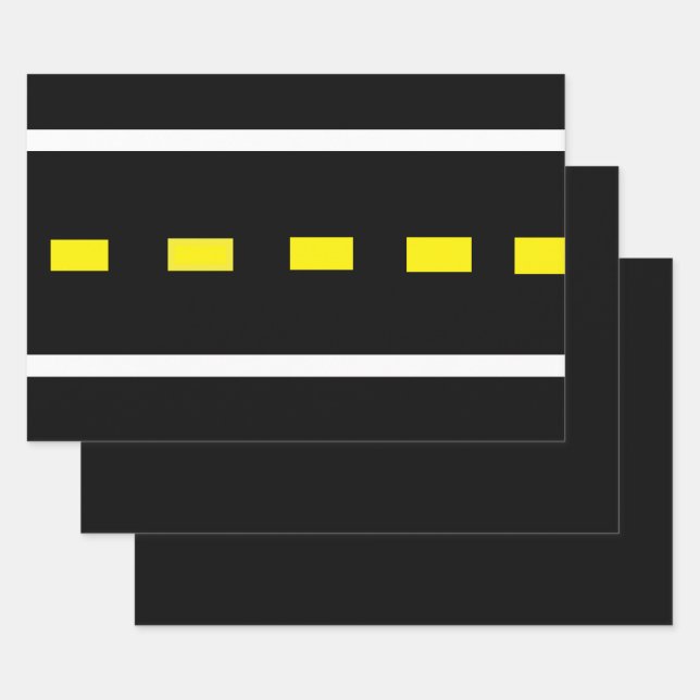 Zwei Straßenumschlagpapier (schwarz, weiß, gelb) Geschenkpapier Set (Set)