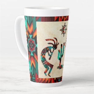 Zwei südwestliche Kokopelli Latte-Tasse Milchtasse