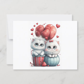 Zwei super niedliche Katzen in Liebe Weiß Hintergr Postkarte