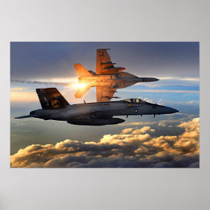 Zwei Superhornissen-Plakat US-Marine-F/A-18 Poster
