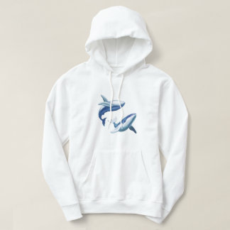 Zwei süße Buckelwale springen und schwimmen Hoodie