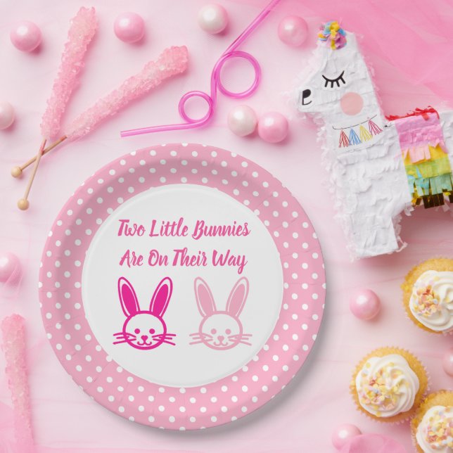 Zwei süße Bunnies-Twin-Girls Pappteller (Party)