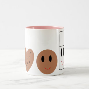 Zwei süße Cookies und Milch Zweifarbige Tasse