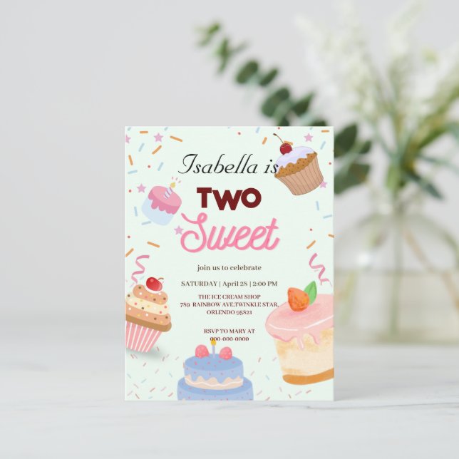 Zwei süße Cupcake Sprinkle Postkarte (Stehend Vorderseite)