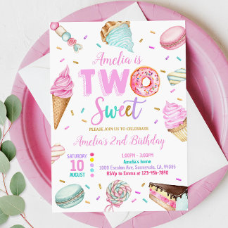 Zwei süße Dessert Donut Geburtstag Einladung