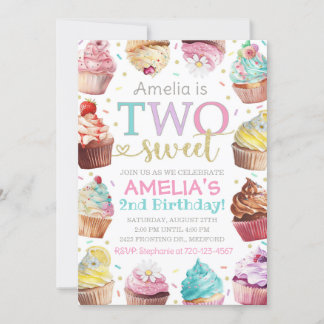 Zwei süße Einladung, Cupcake-Einladung Einladung