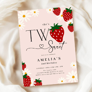 Zwei süße Erdbeeren 2. Geburtstag Einladung