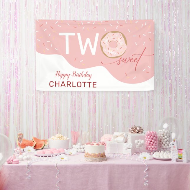 Zwei süße Mattierte Donut Girls 2. Geburtstag Banner (Party)
