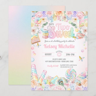 Zwei süße Pastel Candy Shope zweite Geburtstagskid Einladung