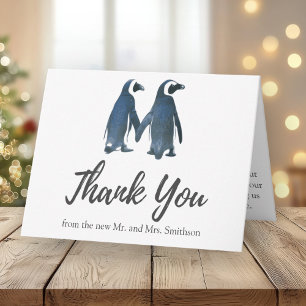 Zwei süße Pinguine   Romantische Hochzeit Danke
