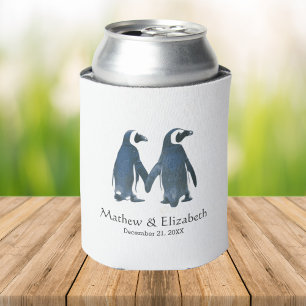Zwei süße Pinguine Romantische Hochzeit Dosenkühler