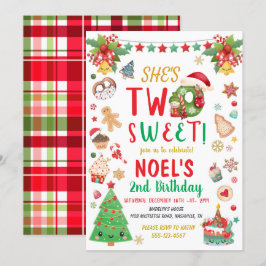 Zwei süße Weihnachten Zweiten Geburtstag Einladung