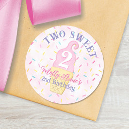 ZWEI SWEED Pink Lila Ice Creme 2. Geburtstagskarte Runder Aufkleber
