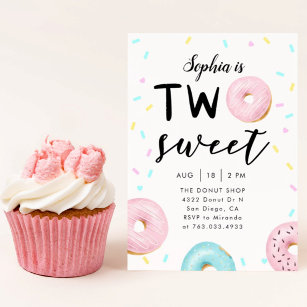 Zwei Sweet 2. Donut Thema Geburtstagsparty Einladung