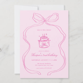 Zwei Sweet Birthday Einladung Pink am zweiten Gebu