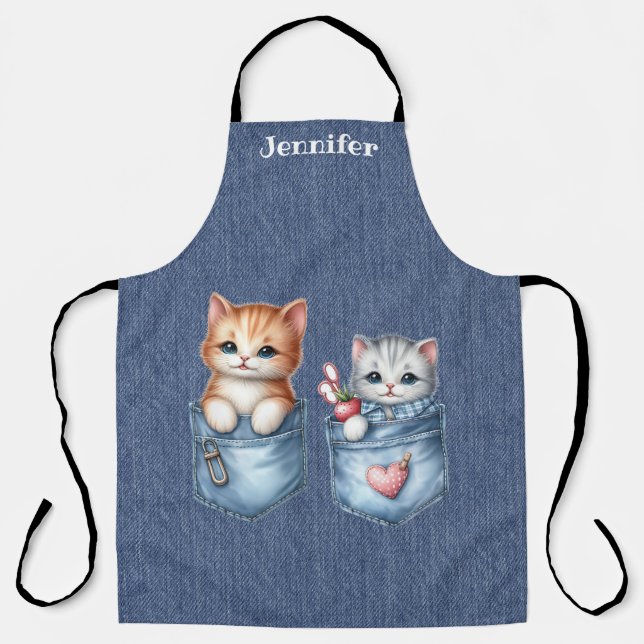 Zwei Sweet Kittens Cat All-over Print Schürze (Vorderseite)