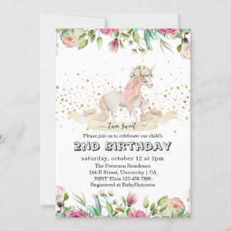 Zwei Sweet Magical Creature Baby Girl 2. Geburtsta Einladung