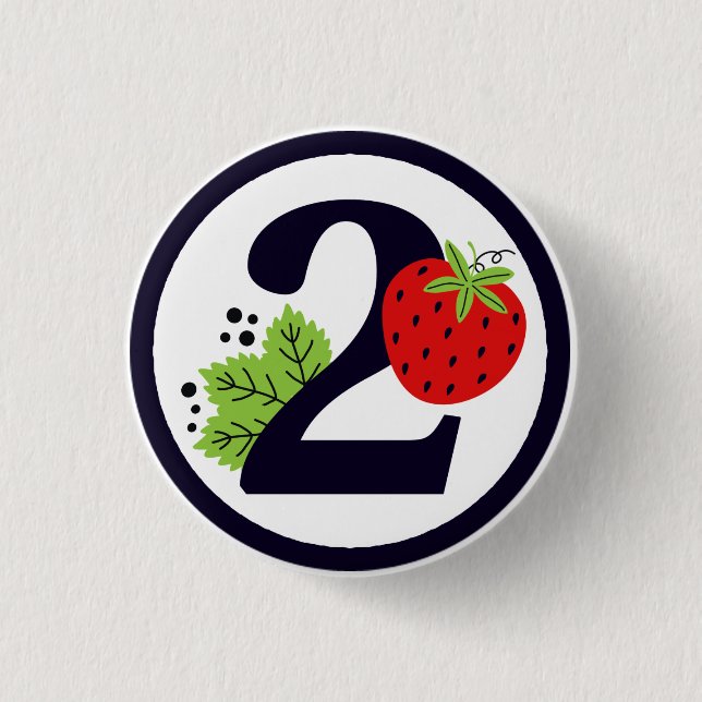 ZWEI Sweet Strawberry Birthday Girl 2. Party Button (Vorderseite)