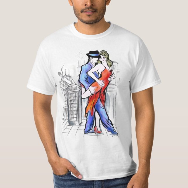 Zwei Tangueros in London-Tango T-Shirt (Vorderseite)