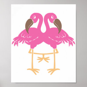 Zwei tanzende Flamingos Poster