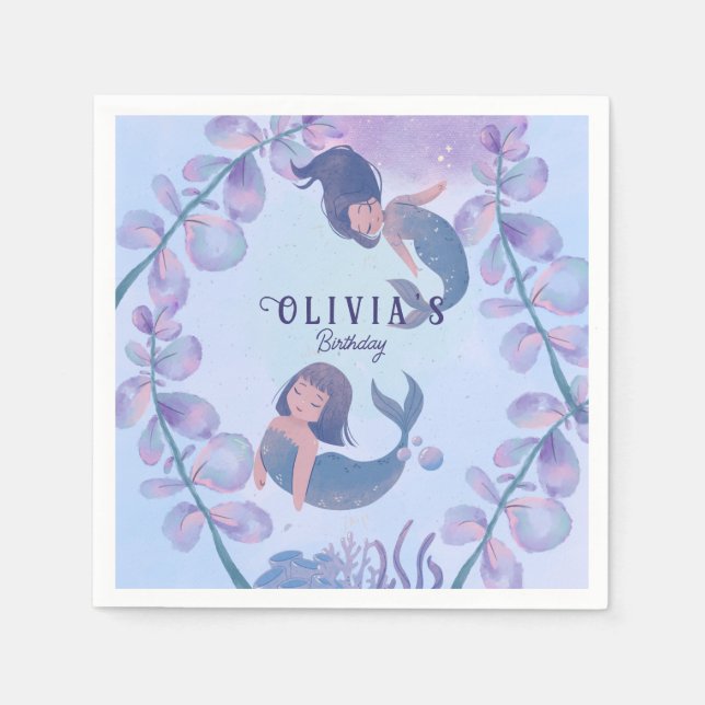 Zwei tanzende Meerjungfrau Serviette (Vorderseite)