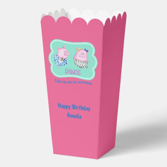 Zwei tanzende Schweine Custom Happy Birthday Popco Geschenkschachtel (Vorderseite)