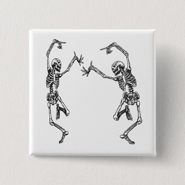 Zwei tanzender Skelett-Halloween-Knopf Button (Vorderseite)