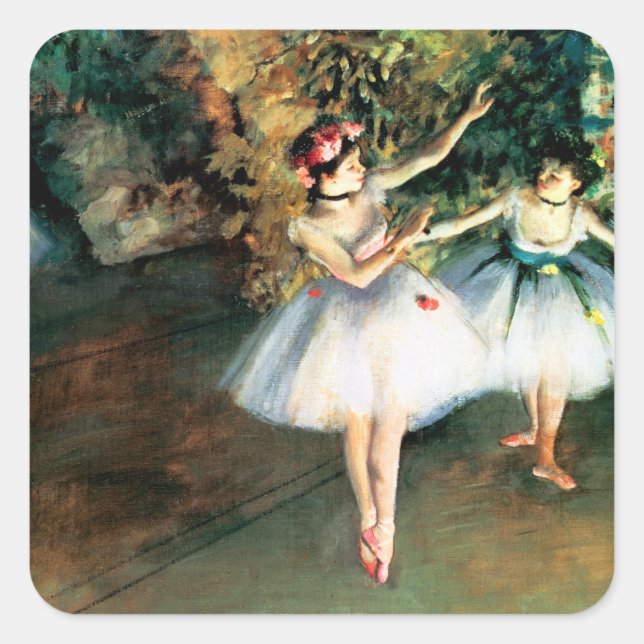 Zwei Tänzer auf einer Bühne von Degas Quadratischer Aufkleber (Vorderseite)