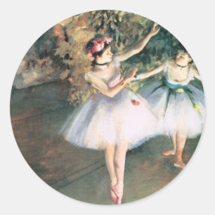 Zwei Tänzerinnen auf einer Bühne von Edgar Degas,  Runder Aufkleber