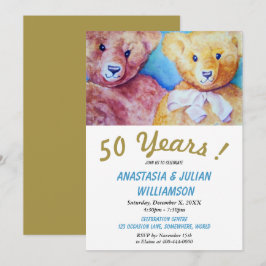 ZWEI TEDDY BÄREN 50 JAHRE GEMEINSAME PARTY EINLADU EINLADUNG