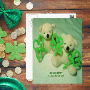 Zwei Teddybären mit Shamrocks Postkarte