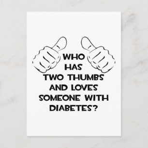 Zwei Thumbs und Lieben jemand mit Diabetes Postkarte