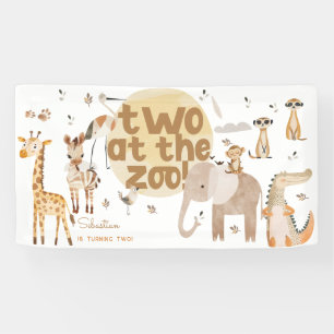 Zwei Tiere im Zoo-Safari-Kindergeburtstag Banner