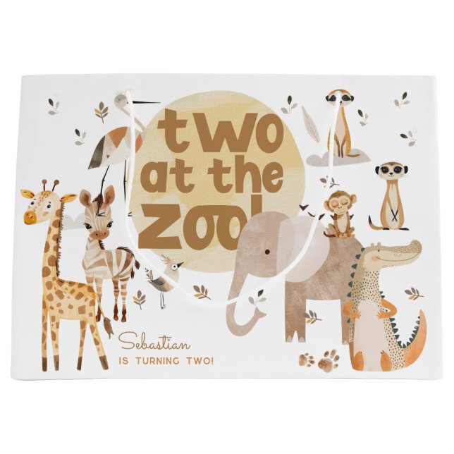 Zwei Tiere in der Zoo Safari zweiter Kindergeburts Große Geschenktüte (Vorderseite)