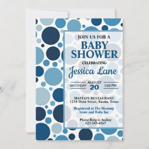 Zwei-Ton-Blau-Polka-Punkte-Baby-Shower-Einladung Einladung
