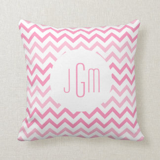 Zwei Ton-rosa Zickzack und Monogramm Kissen