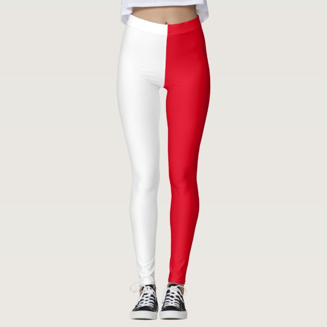 Zwei Ton-rotes Weiß Leggings (Vorderseite)