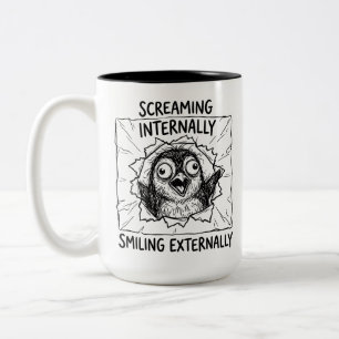 Zwei-Ton-Tasse - Grumpy Penguin Coffee Joy Zweifarbige Tasse