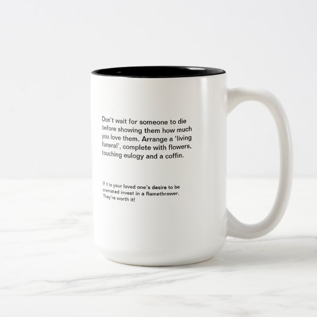 Zwei-Ton Tassen-lebendes Begräbnis Zweifarbige Tasse (Rechts)