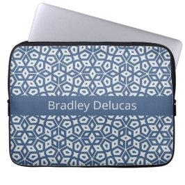 Zwei-Tone-blaues Mosaik mit dunklem Namensstreifen Laptopschutzhülle