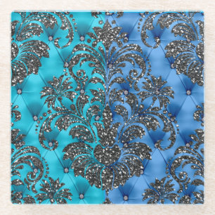 Zwei-Tone-Blue-Silver-Glitzer-Untersetzer Glasuntersetzer