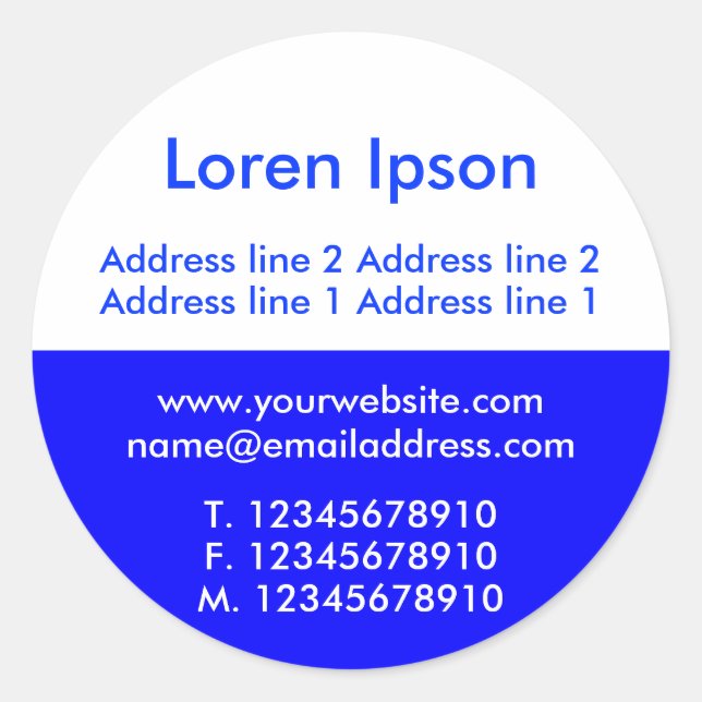 Zwei Tone Blue und White Business / Profil Runder Aufkleber (Vorderseite)