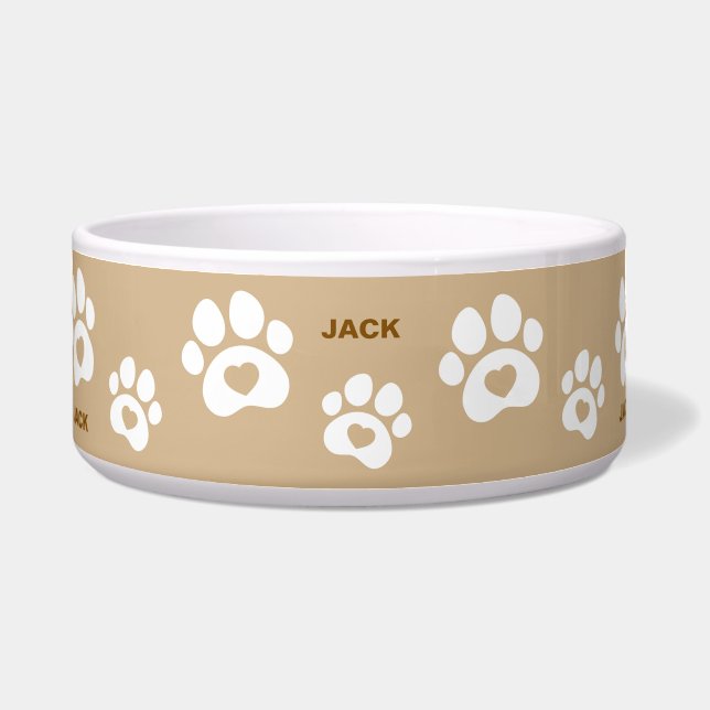 Zwei Tone Brown Dog Paw Drucken Personalisierte Sc Napf (Vorderseite)