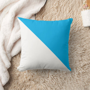 Zwei Tone Diagonal Bright Blue Throw Kissen