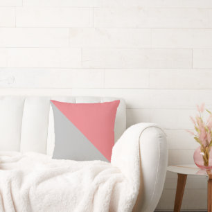 Zwei Tone Diagonal Dusty Pink und Grau Kissen